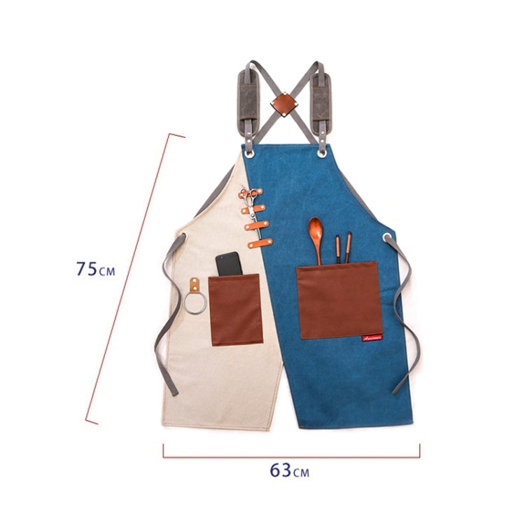 Denim Apron Barber Milk Tea Shop Waiter Overalls(Blue-white Shoulder Strap) - Aprons & Caps by PMC TechLife | Online Shopping South Africa | PMC TechLife
