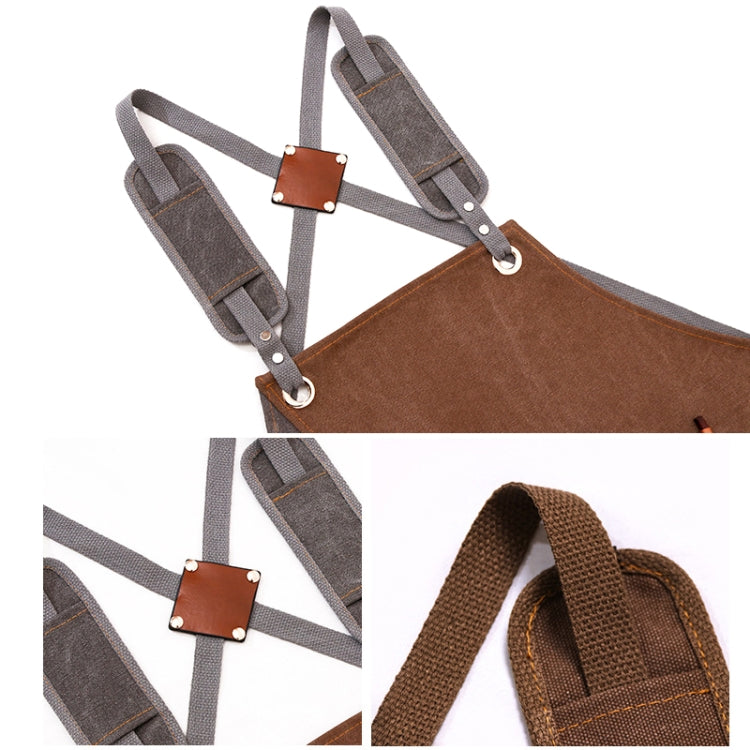 Denim Apron Barber Milk Tea Shop Waiter Overalls(Green-yellow Shoulder Strap) - Aprons & Caps by PMC TechLife | Online Shopping South Africa | PMC TechLife