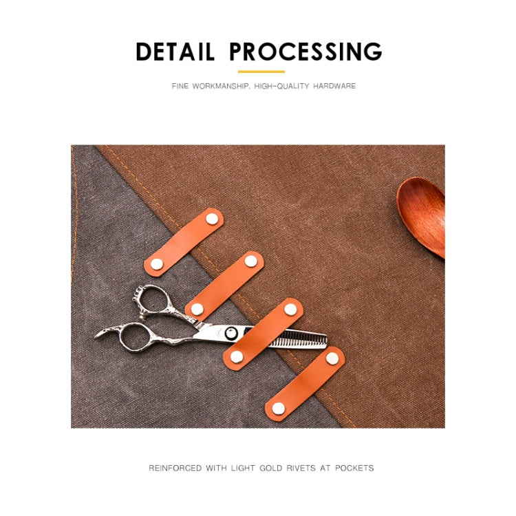 Denim Apron Barber Milk Tea Shop Waiter Overalls(Grey-yellow Hook Strap) - Aprons & Caps by PMC TechLife | Online Shopping South Africa | PMC TechLife