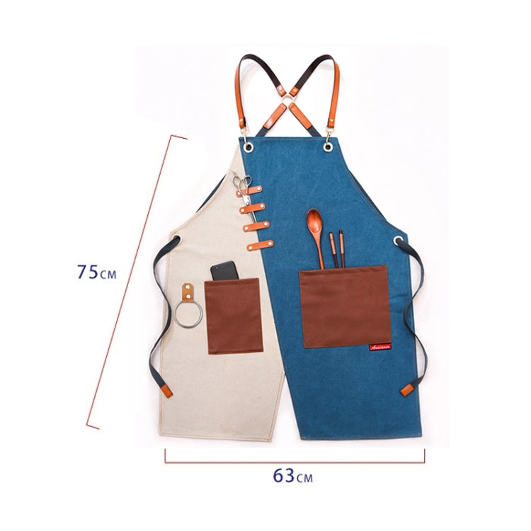 Denim Apron Barber Milk Tea Shop Waiter Overalls(Blue-white Hook Strap) - Aprons & Caps by PMC TechLife | Online Shopping South Africa | PMC TechLife