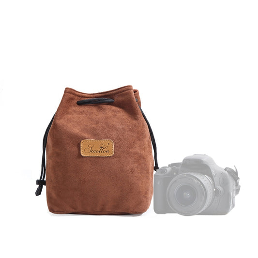 S.C.COTTON Liner Shockproof Digital Protection Portable SLR Lens Bag Micro Single Camera Bag Square Brown M - free shipping - PMC Jewellery - Order now!
