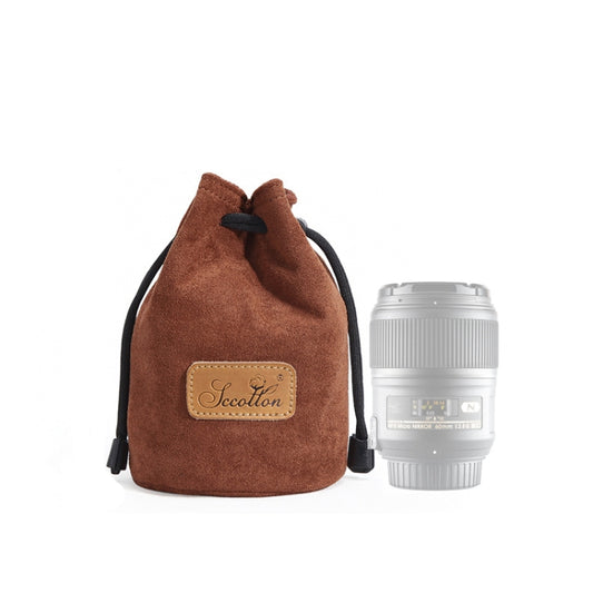 S.C.COTTON Liner Shockproof Digital Protection Portable SLR Lens Bag Micro Single Camera Bag Round Brown S - Lens Bag by S.C.COTTON | Online Shopping South Africa | PMC Jewellery | Buy Now Pay Later Mobicred