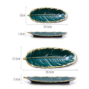 Phnom Penh Ceramic Dessert Plate Feather Plate Banana Leaf Fruit Dried Fruit Storage Tray, Size: Small (Matte  Black)