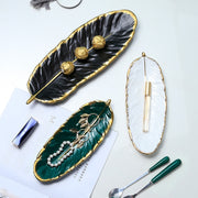 Phnom Penh Ceramic Dessert Plate Feather Plate Banana Leaf Fruit Dried Fruit Storage Tray, Size: Small (Matte  Black)