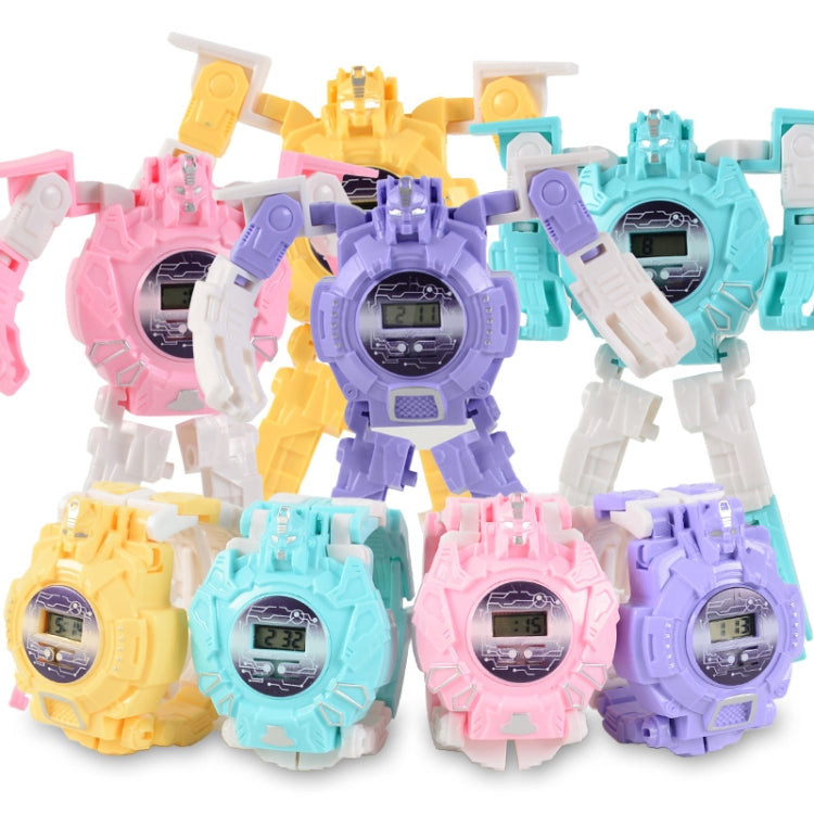 3 PCS Children Electronic Watch Cartoon Deformation Robot Toy Watch(Blue)