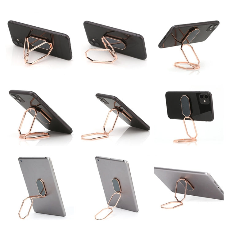 Folding And Sticking Zinc Alloy Mobile Phone Ring Holder Car Magnetic Ring Buckle(Cool Black)