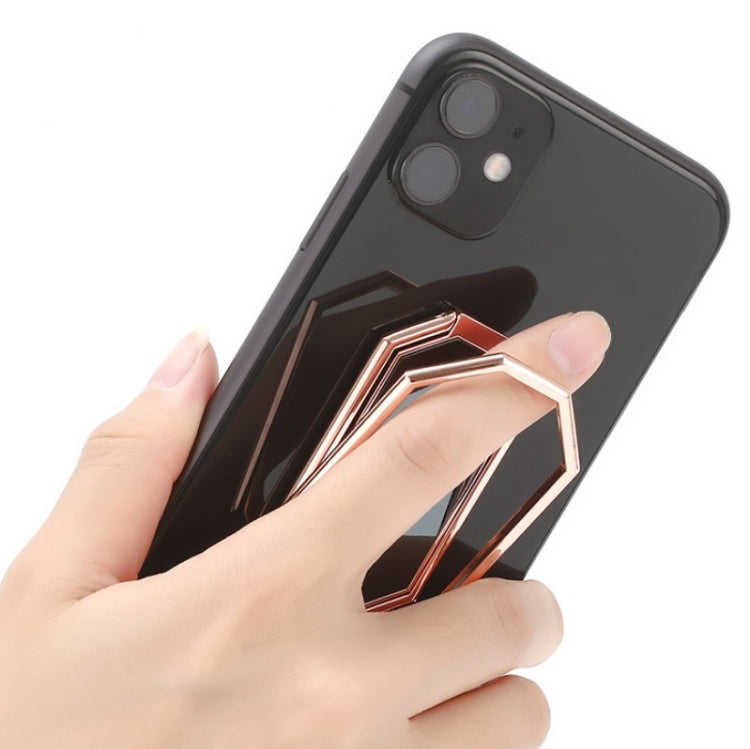 Folding And Sticking Zinc Alloy Mobile Phone Ring Holder Car Magnetic Ring Buckle(Rose Gold)