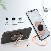 Folding And Sticking Zinc Alloy Mobile Phone Ring Holder Car Magnetic Ring Buckle(Cool Black)