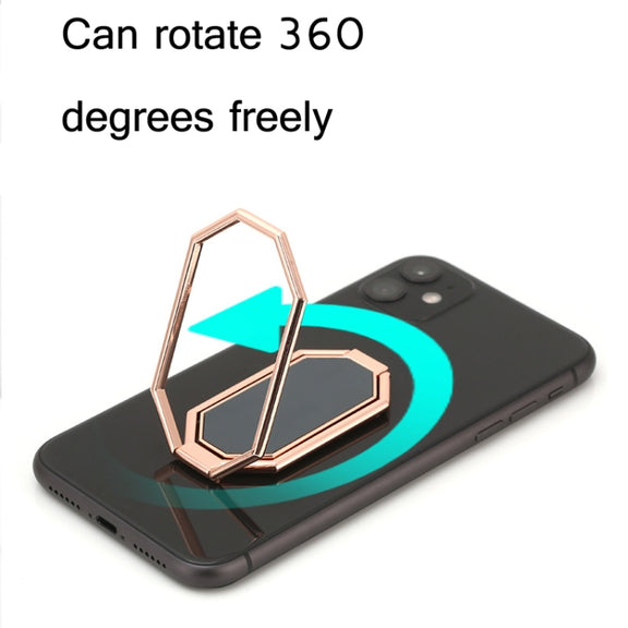 Folding And Sticking Zinc Alloy Mobile Phone Ring Holder Car Magnetic Ring Buckle(Cool Black)