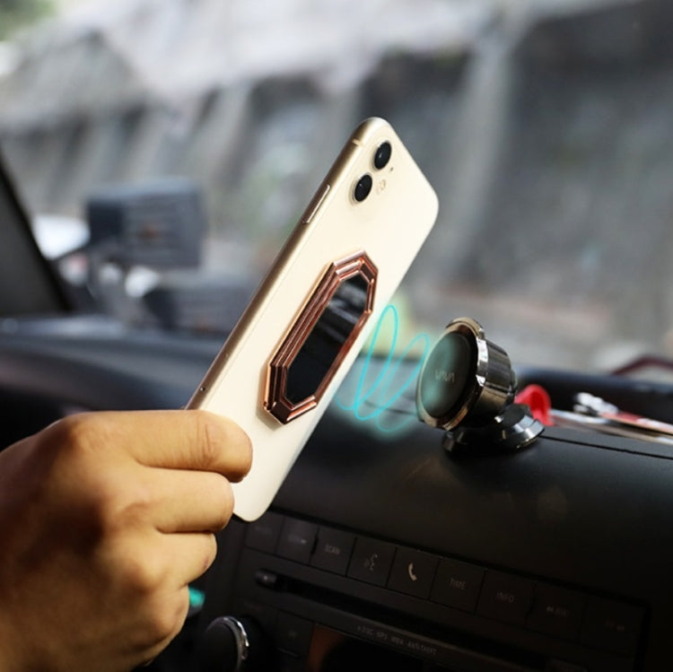 Folding And Sticking Zinc Alloy Mobile Phone Ring Holder Car Magnetic Ring Buckle(Cool Black)