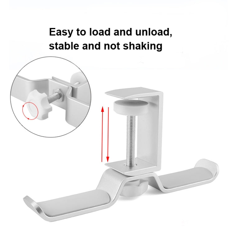 Universal Metal Headphone Double Bracket Headphone Hanger Desktop Lock Clip Headphone Display Shelf(Black)