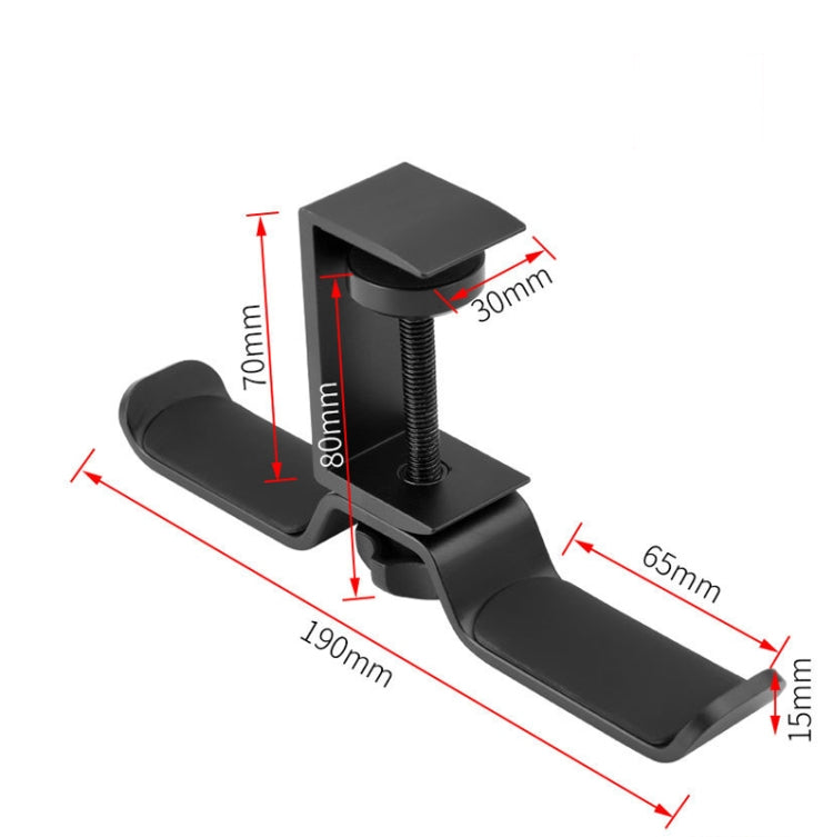 Universal Metal Headphone Double Bracket Headphone Hanger Desktop Lock Clip Headphone Display Shelf(Black)