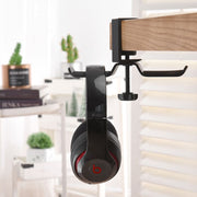 Universal Metal Headphone Double Bracket Headphone Hanger Desktop Lock Clip Headphone Display Shelf(Black)