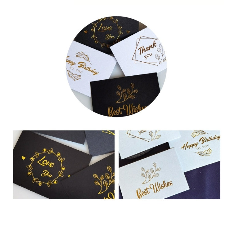 100 PCS Wedding Blessing Card Thank You Message Gift Decoration Card Bronzing Flower Greeting Card Happy Birthday ���White��� - free shipping - PMC TechLife - Order now!