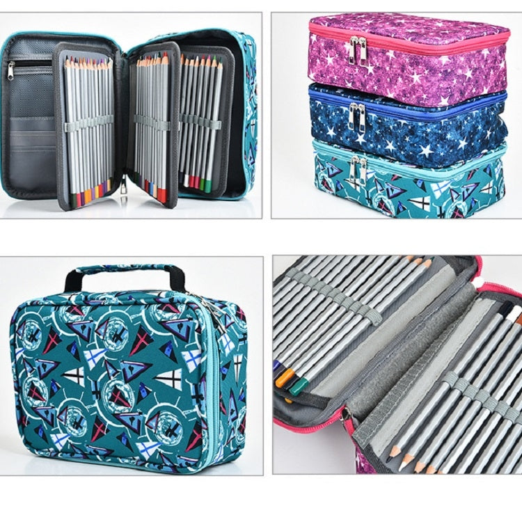 Large-Capacity Frosted Pencil Case Zipper Pencil Case(Green Geometry) - File Folder by PMC TechLife | Online Shopping South Africa | PMC TechLife