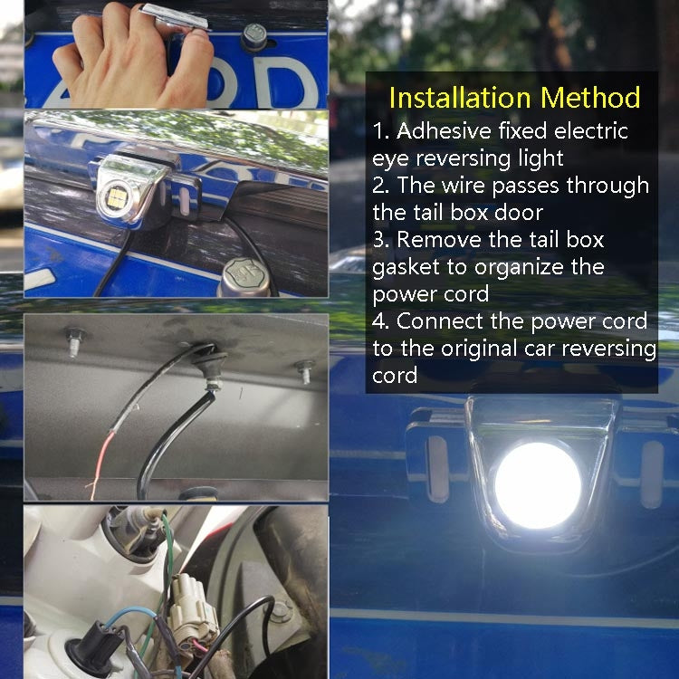 Car LED Electric Eye Reversing Light External Bulb Modified License Plate Auxiliary Light(Black)