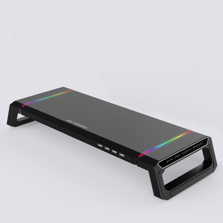 ICE COOREL T1 Monitor Increased Rack Foldable Laptop Stand With RGB Lighting & 4xUSB2.0 Expansion Interface(Obsidian Black) - free shipping - PMC TechLife - Order now!