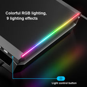 ICE COOREL T1 Monitor Increased Rack Foldable Laptop Stand With RGB Lighting & 4xUSB2.0 Expansion Interface(Obsidian Black)