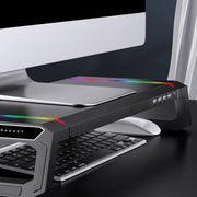ICE COOREL T1 Monitor Increased Rack Foldable Laptop Stand With RGB Lighting & 4xUSB2.0 Expansion Interface(Obsidian Black)
