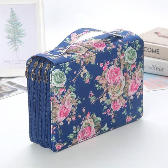 252 Holes Art Sketching Brush Colorful Lead Storage Large Capacity Portable Pencil Case(Blue)