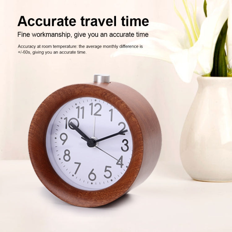 Solid Wood Silent Snooze Alarm Clock with Pointer(Round Dark) - free shipping - PMC Jewellery - Order now!