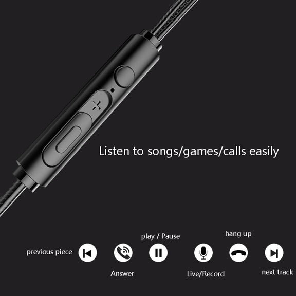 In-Ear Earphone Bass Mobile Phone Game Sports Wired Headset(Black)