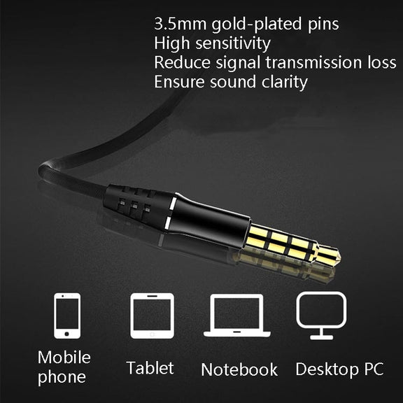 In-Ear Earphone Bass Mobile Phone Game Sports Wired Headset(Silver)