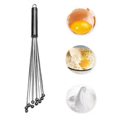 2 PCS Manual Whisk Stainless Steel Glass Bead Egg Whisk Kitchen Household Hand-Held Baking Tools Type A 12 Inch