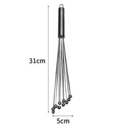 2 PCS Manual Whisk Stainless Steel Glass Bead Egg Whisk Kitchen Household Hand-Held Baking Tools Type A 12 Inch