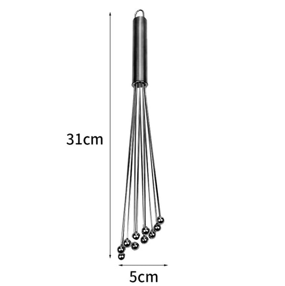 2 PCS Manual Whisk Stainless Steel Glass Bead Egg Whisk Kitchen Household Hand-Held Baking Tools Type A 12 Inch
