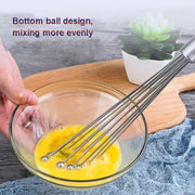 2 PCS Manual Whisk Stainless Steel Glass Bead Egg Whisk Kitchen Household Hand-Held Baking Tools Type B 12 Inch