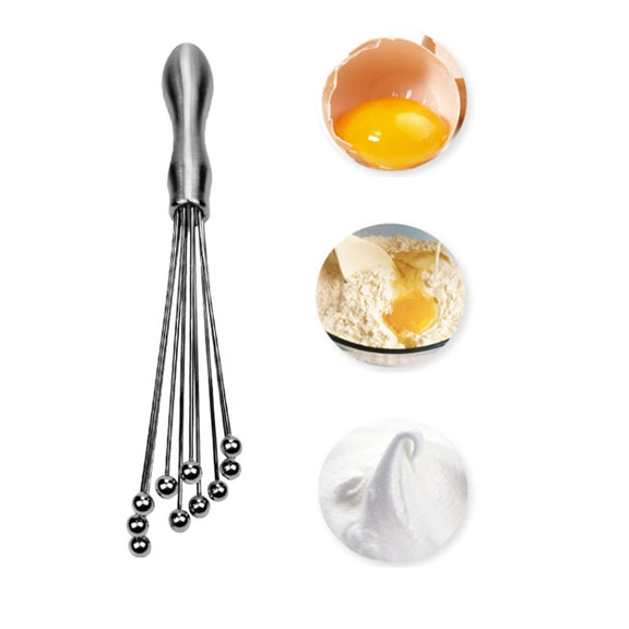 2 PCS Manual Whisk Stainless Steel Glass Bead Egg Whisk Kitchen Household Hand-Held Baking Tools Type B 10 Inch