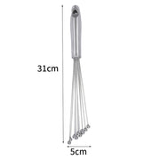 2 PCS Manual Whisk Stainless Steel Glass Bead Egg Whisk Kitchen Household Hand-Held Baking Tools  Type C 12 inch