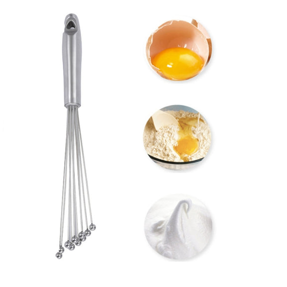 2 PCS Manual Whisk Stainless Steel Glass Bead Egg Whisk Kitchen Household Hand-Held Baking Tools  Type C 12 inch