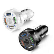 2 PCS BK-358 3A QC3.0 4USB Car Charger One For Four Mobile Phone Car Charger(Black)