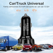 2 PCS BK-358 3A QC3.0 4USB Car Charger One For Four Mobile Phone Car Charger(Black)