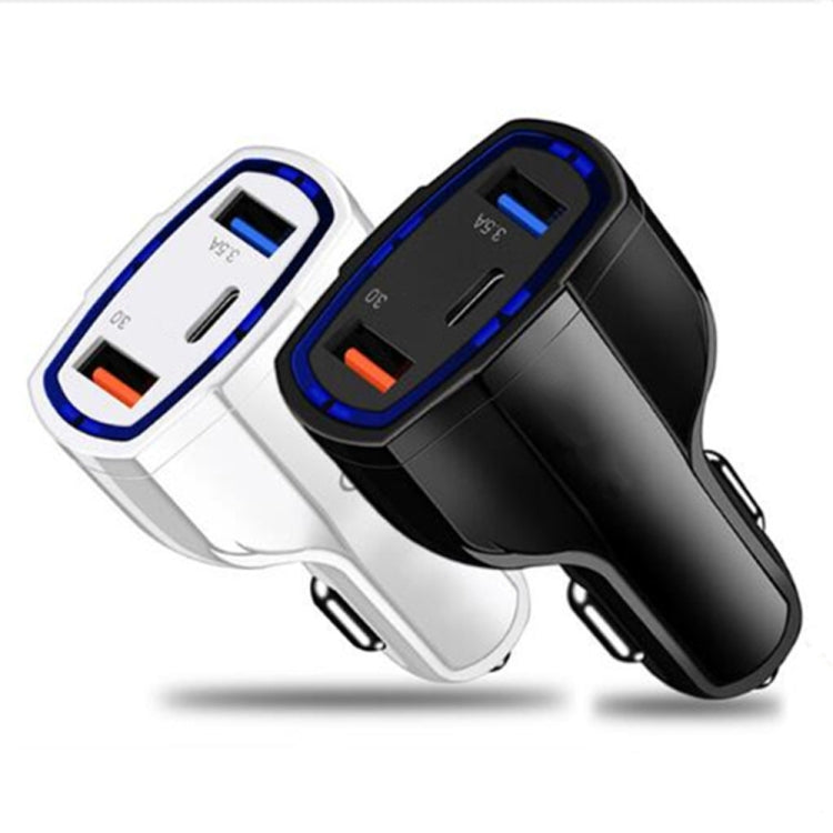 2 PCS QC3.0 Fast Charge Car Charger 3.5A Dual USB With Type-C Interface Output Car Charger(White) - Car Charger by PMC TechLife | Online Shopping South Africa | PMC TechLife