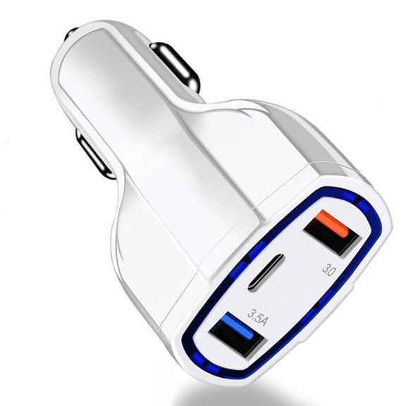 2 PCS QC3.0 Fast Charge Car Charger 3.5A Dual USB With Type-C Interface Output Car Charger(Black)
