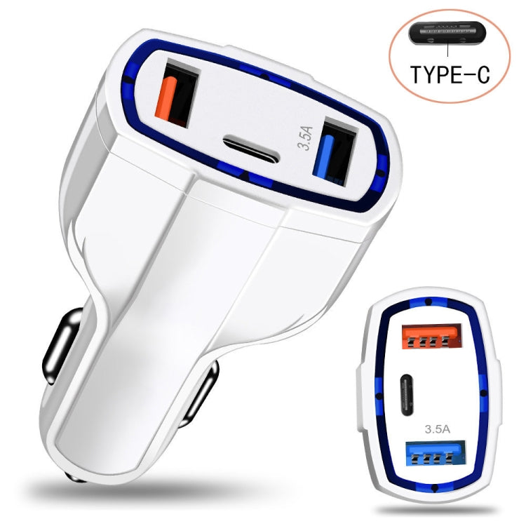 2 PCS QC3.0 Fast Charge Car Charger 3.5A Dual USB With Type-C Interface Output Car Charger(Black)