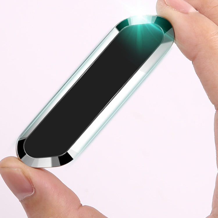 F601 4 PCS One Word Long Magnet Car Bracket Car Navigation Lazy Magnetic Metal Bracket(Rounded Silver) - Car Holders by PMC TechLife | Online Shopping South Africa | PMC TechLife