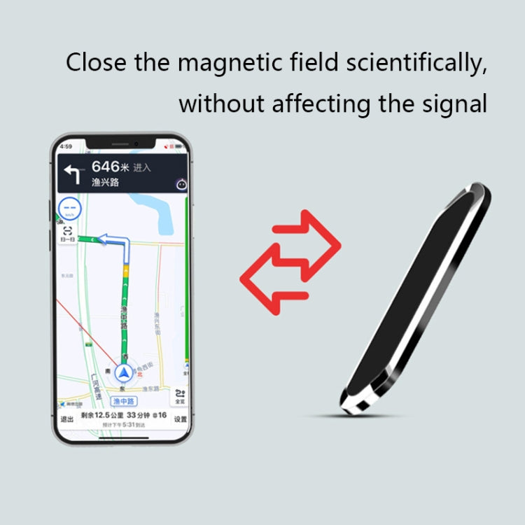 F601 4 PCS One Word Long Magnet Car Bracket Car Navigation Lazy Magnetic Metal Bracket(Rounded Black)