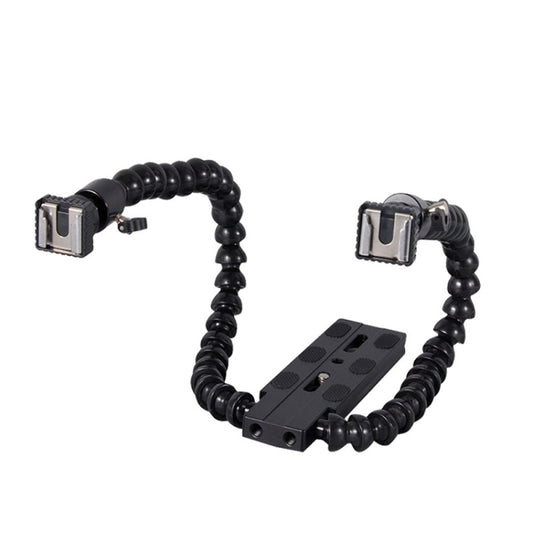 Flexible Dual Arm Hot Shoe Flash Bracket Mount Holder Bracket - free shipping - PMC Jewellery - Order now!