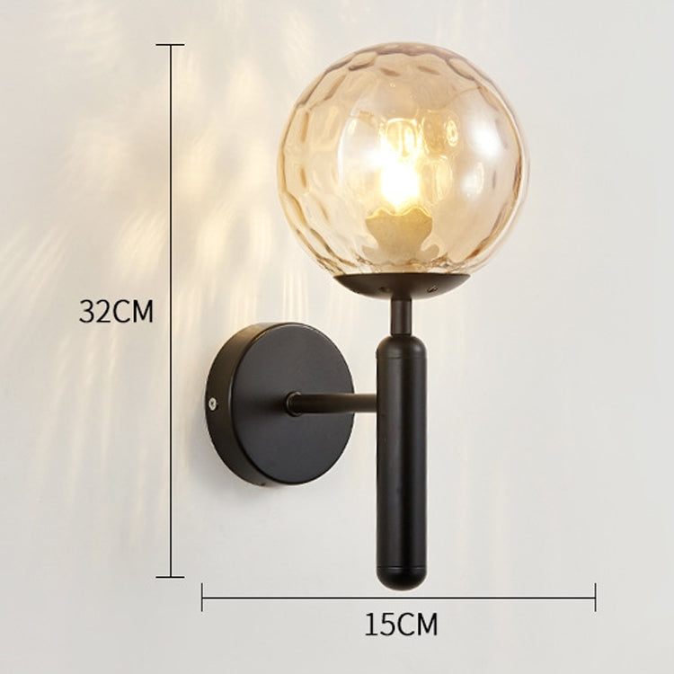 6102 Round Glass LED Wall Light Hotel Bedroom Bedside Living Room, Power source: 5W White Light(Copper Color Cream White Lampshade)