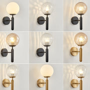6102 Round Glass LED Wall Light Hotel Bedroom Bedside Living Room, Power source: 5W White Light(Copper Color Cream White Lampshade)