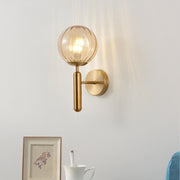 6102 Round Glass LED Wall Light Hotel Bedroom Bedside Living Room, Power source: 5W White Light(Copper Color Cream White Lampshade)