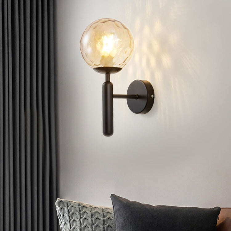 6102 Round Glass LED Wall Light Hotel Bedroom Bedside Living Room, Power source: 5W White Light(Copper Color Cream White Lampshade)