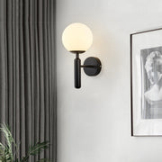 6102 Round Glass LED Wall Light Hotel Bedroom Bedside Living Room, Power source: 5W White Light(Copper Color Cream White Lampshade)