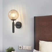 6102 Round Glass LED Wall Light Hotel Bedroom Bedside Living Room, Power source: 5W White Light(Copper Color Cream White Lampshade)