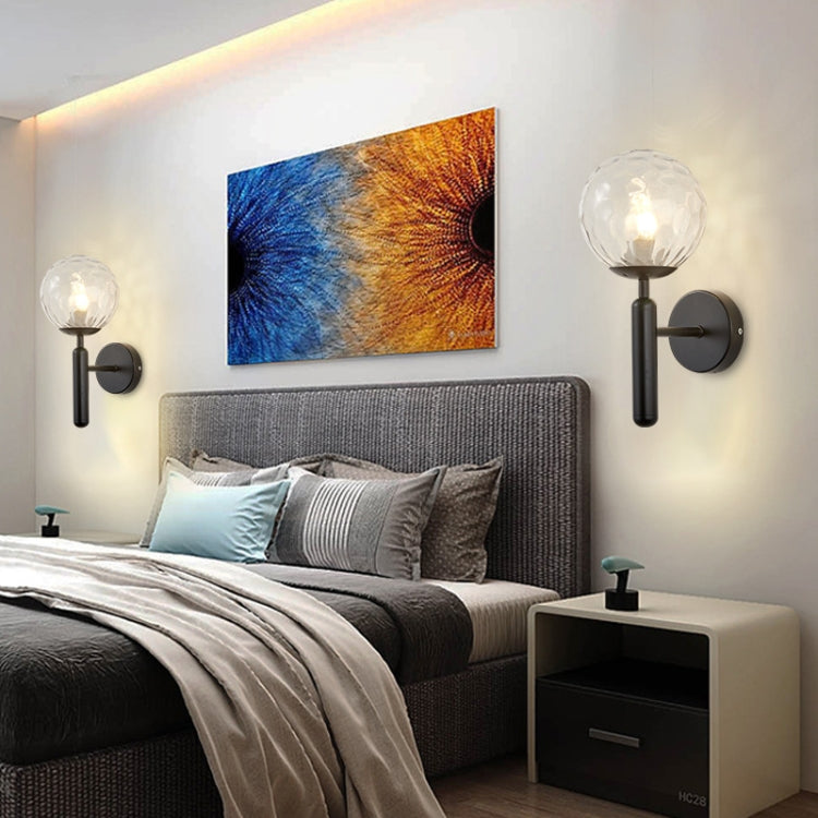 6102 Round Glass LED Wall Light Hotel Bedroom Bedside Living Room, Power source: 5W White Light(Copper Color Cream White Lampshade)