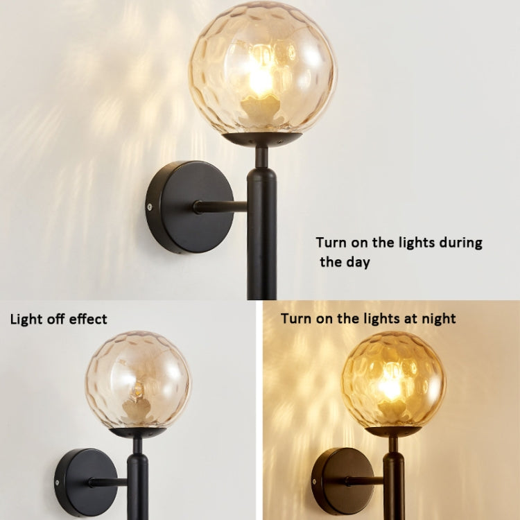 6102 Round Glass LED Wall Light Hotel Bedroom Bedside Living Room, Power source: 5W White Light(Copper Color Cream White Lampshade)